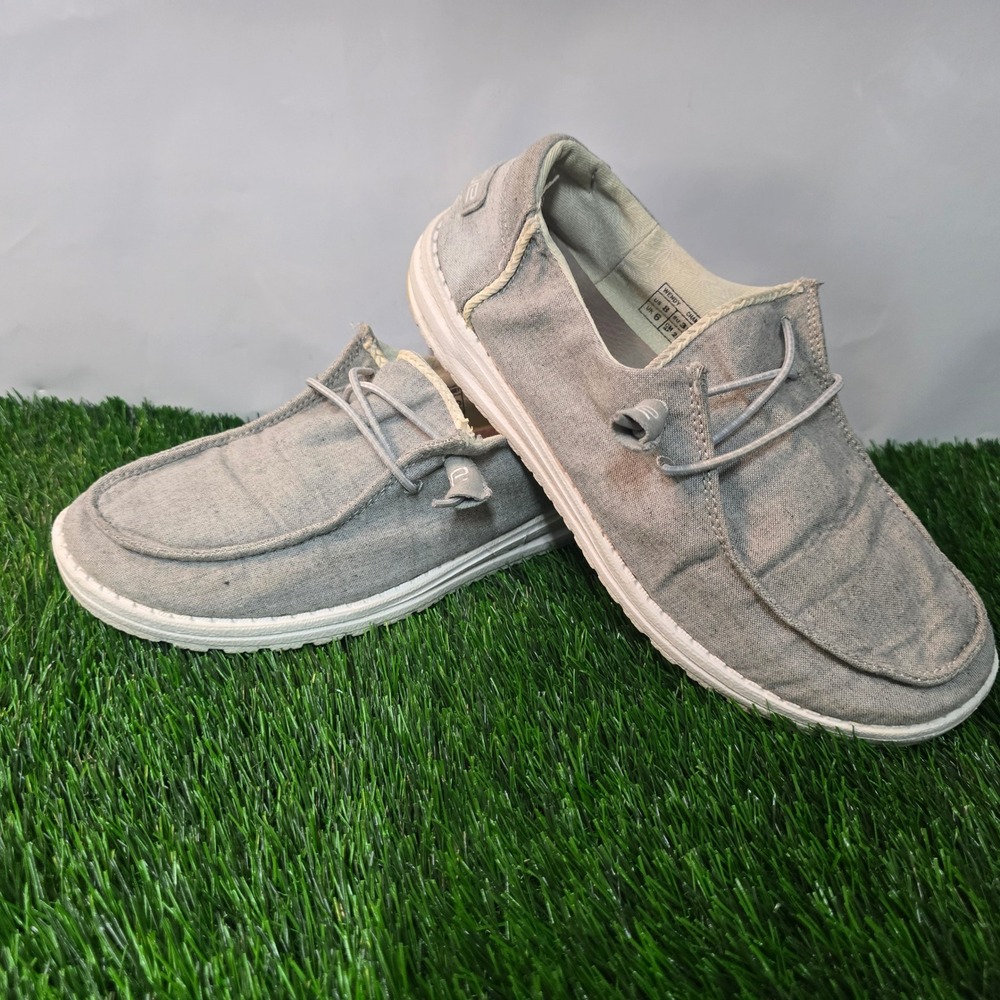 Hey Dude Size 8 Grey Wendy Chambray Braid Slip On Loafers Women Lightweight Shoe